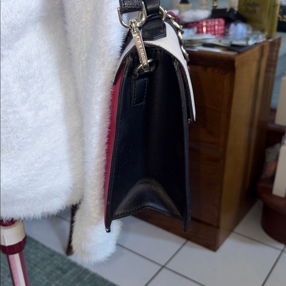 Aldo Color block satchel shoulder/cross body bag vegan leather red white black - Picture 5 of 16